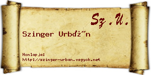 Szinger Urbán névjegykártya